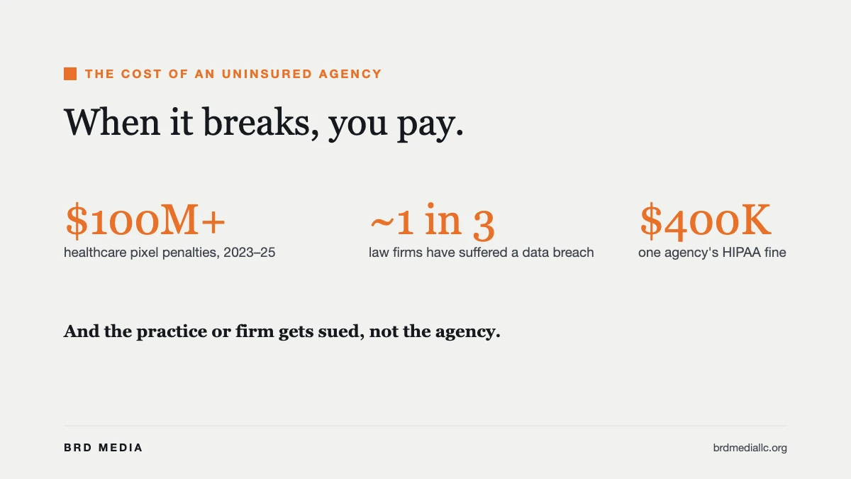 Who pays when a marketing agency causes a breach: the medical practice or law firm, not the agency
