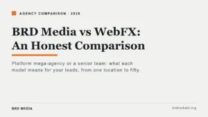 webfx reviews compared with BRD Media for business owners choosing an agency model