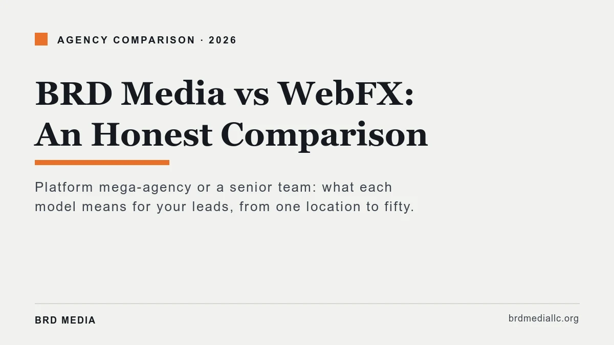 webfx reviews compared with BRD Media for business owners choosing an agency model