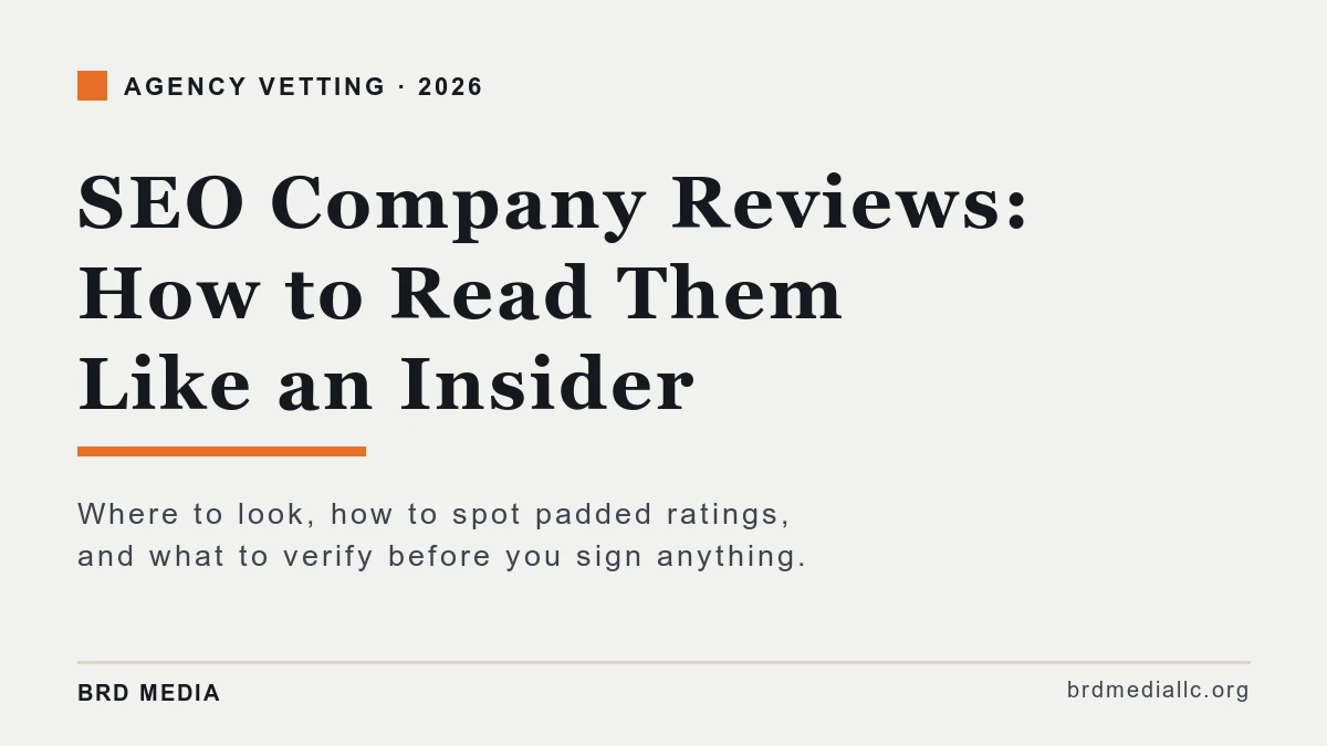 seo company reviews guide showing how to read agency ratings and spot padded profiles
